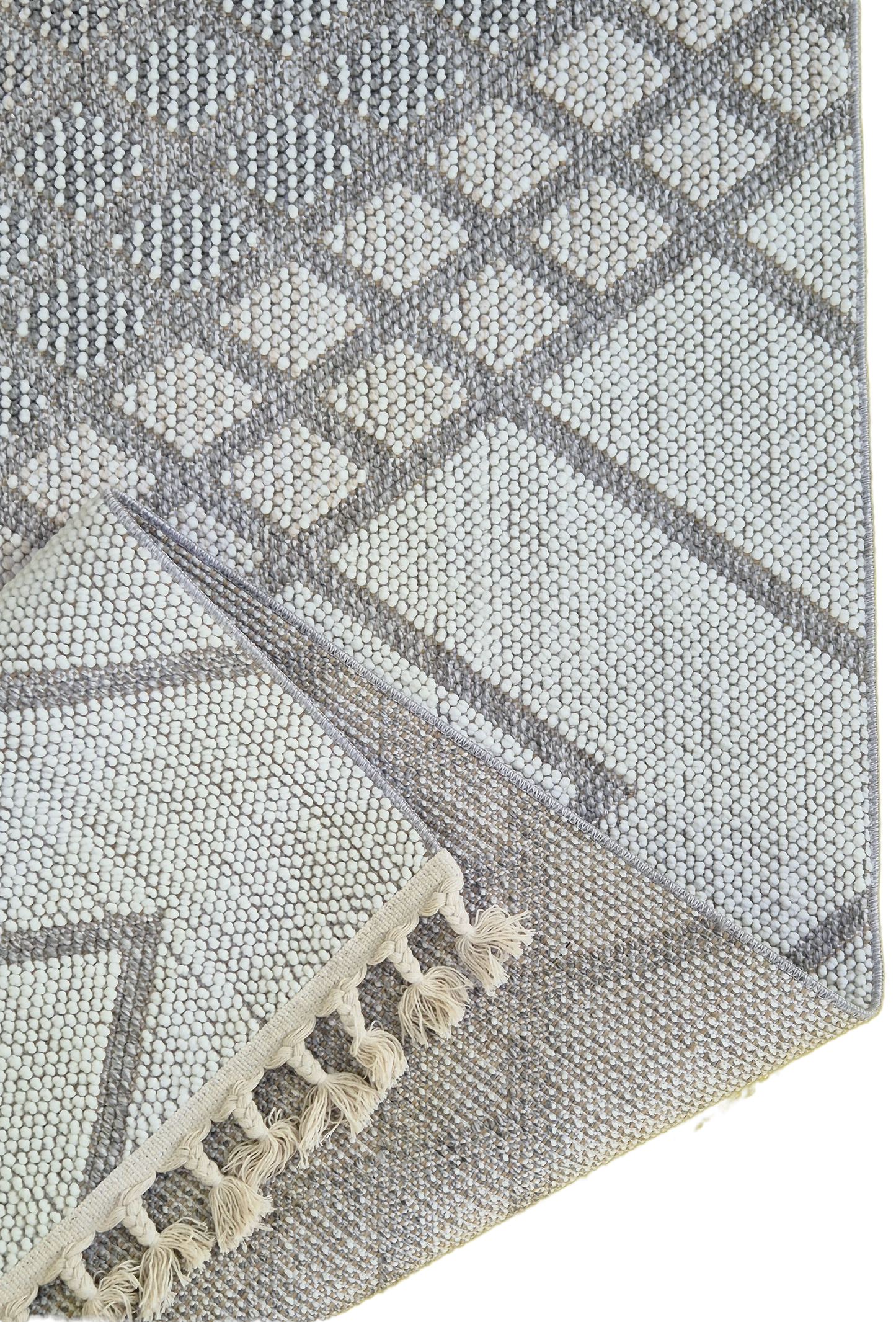 Bondi Grey Geometric Diamond Pattern Area Rug – Modern Neutral Design for Living Room, Bedroom, and Office, Non-Slip, Easy to Clean, Durable