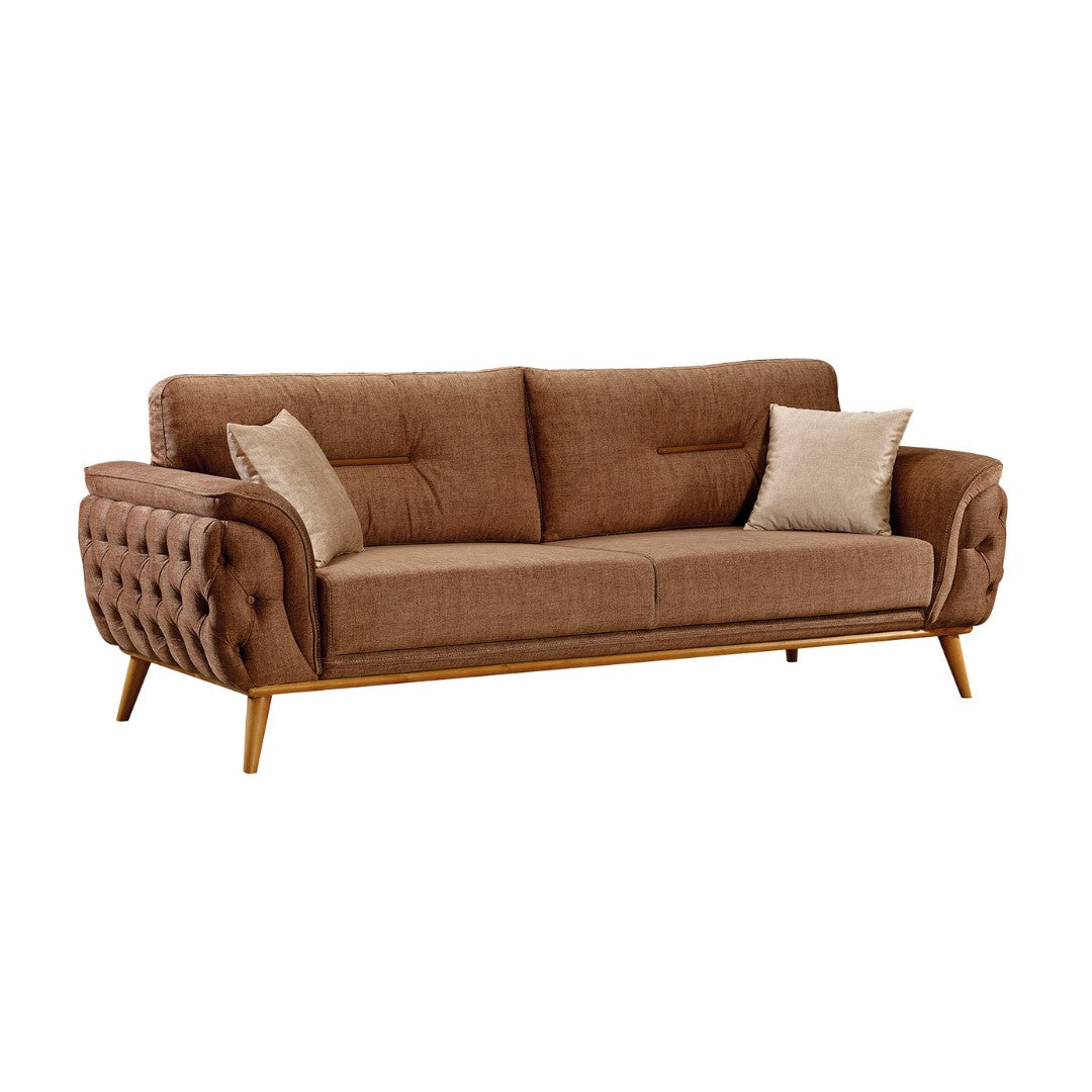 Karina 3-Seater Modern Sleeper Sofa with Wooden Legs – Stylish Convertible Couch for Seating & Sleeping