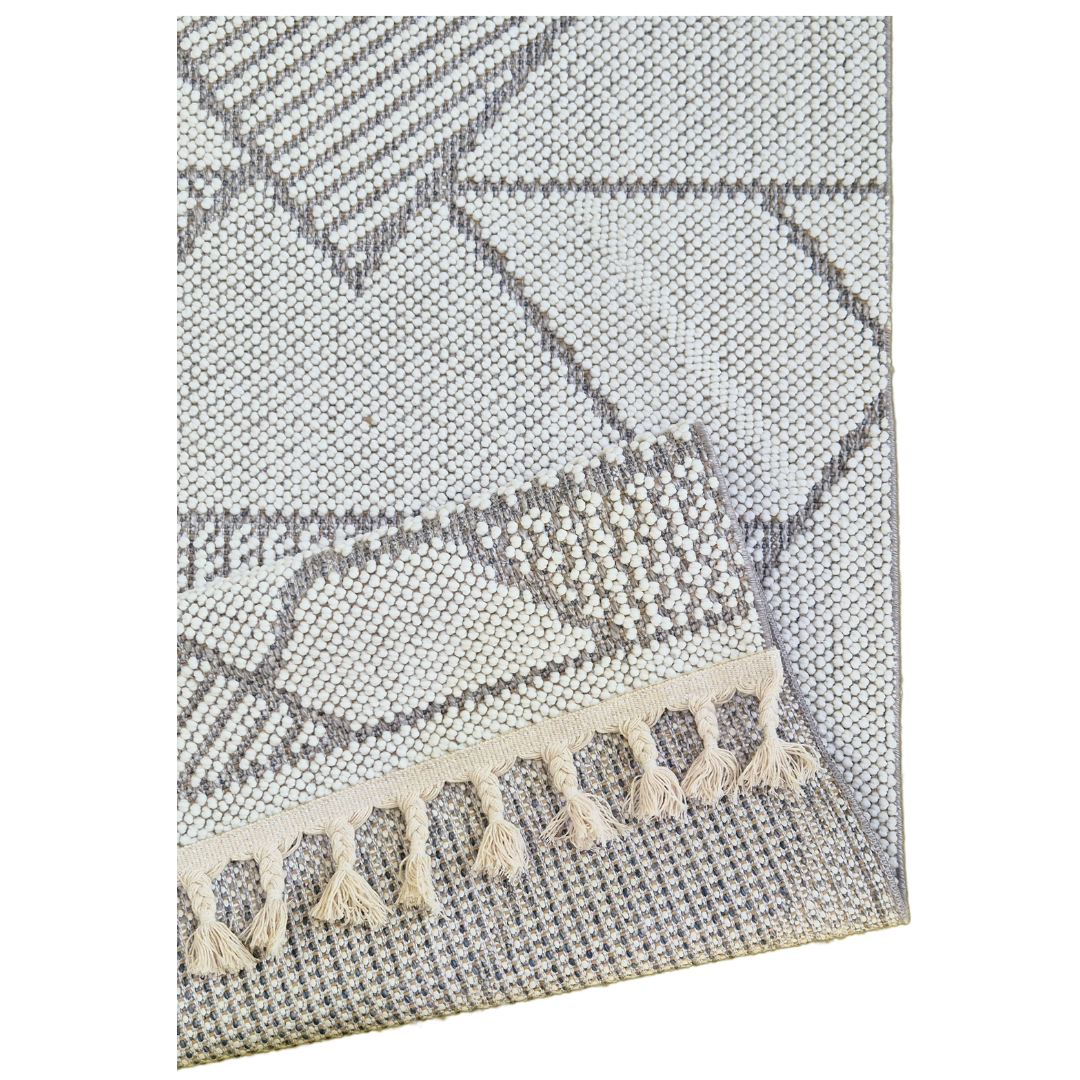 Bondi Modern Geometric Rug - Soft Grey & White Accent for Living Room, Bedroom, and Office, Durable & Stylish Home Decor