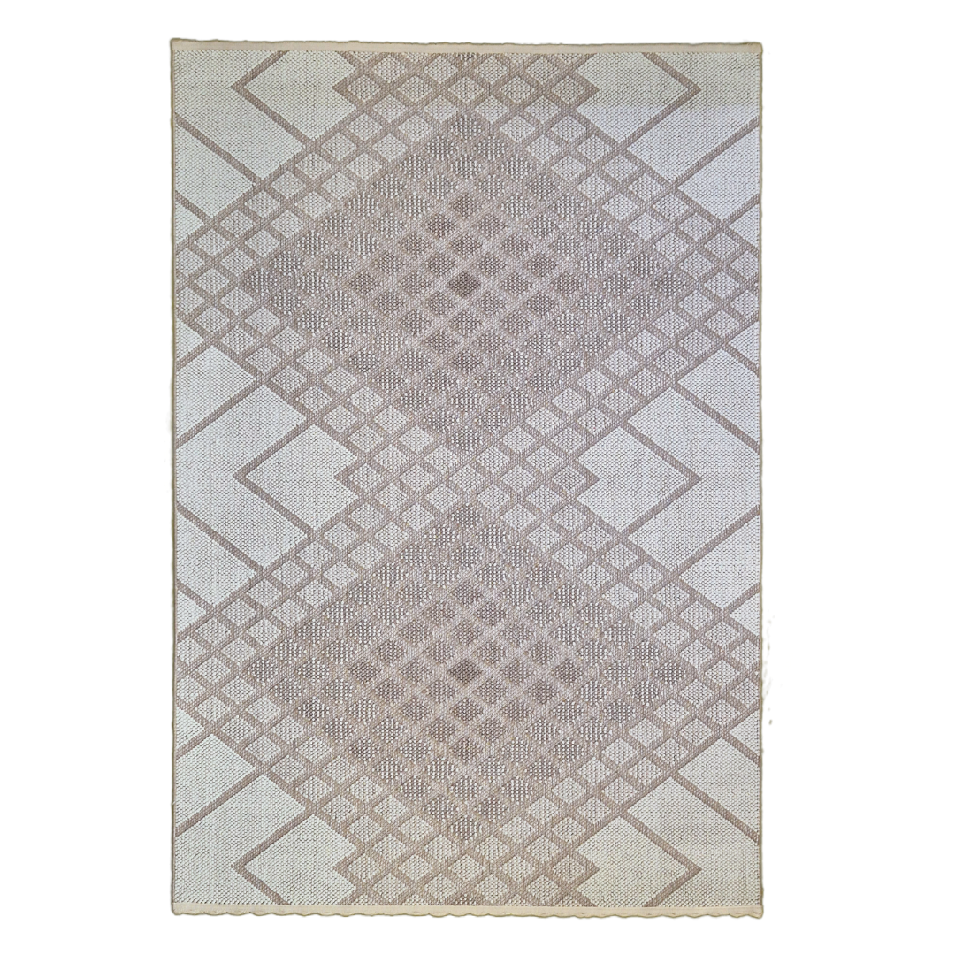 Bondi Elegant Geometric Diamond Pattern Area Rug – Soft Beige and Ivory Modern Design for Living Room and Bedroom, Non-Slip, Durable, Easy to Clean