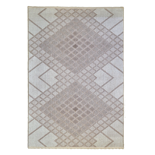 Bondi Elegant Geometric Diamond Pattern Area Rug – Soft Beige and Ivory Modern Design for Living Room and Bedroom, Non-Slip, Durable, Easy to Clean