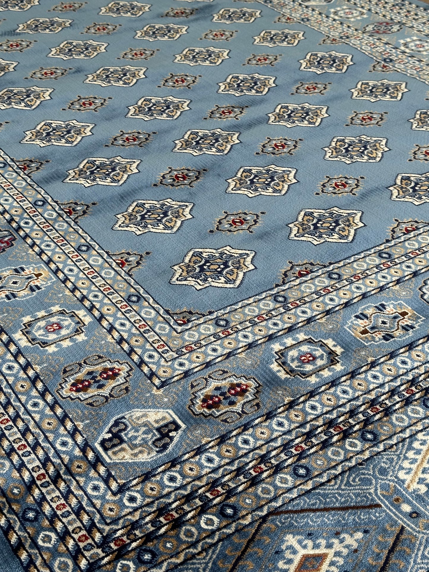 KAS J9940A Turkish Style Area Rug – 160x230 cm | Traditional Bordered Carpet with Geometric & Floral Motifs