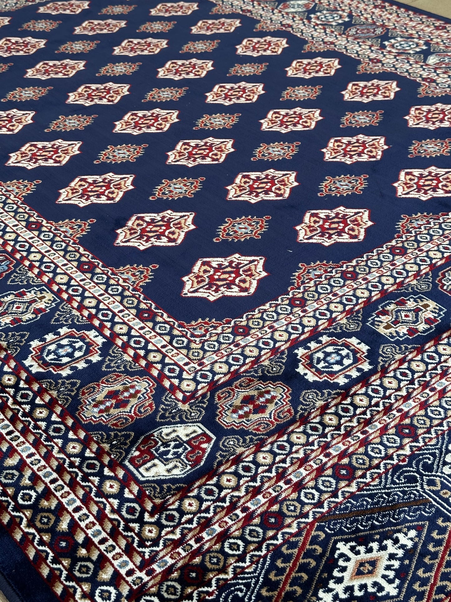 KAS HM J9940 Blue & Beige Area Rug – Classic Elegance – Soft & Durable Floor Decor