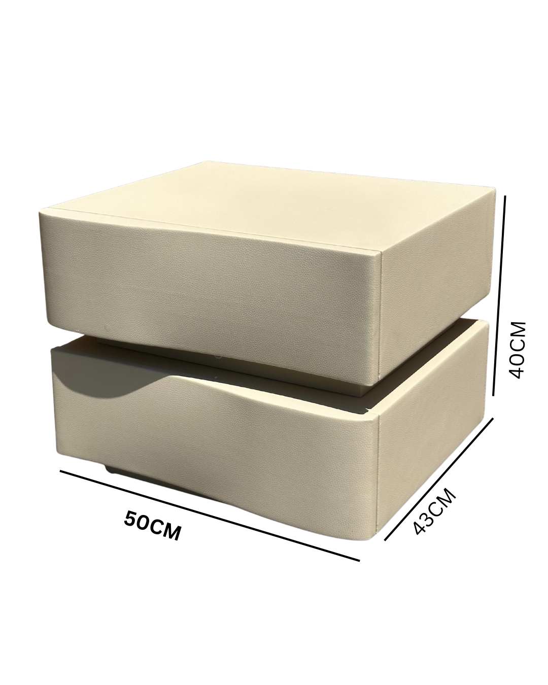 Modern Minimalist Khaki Storage Nightstand with LED Base Solid Wood Free Standing Pedestal