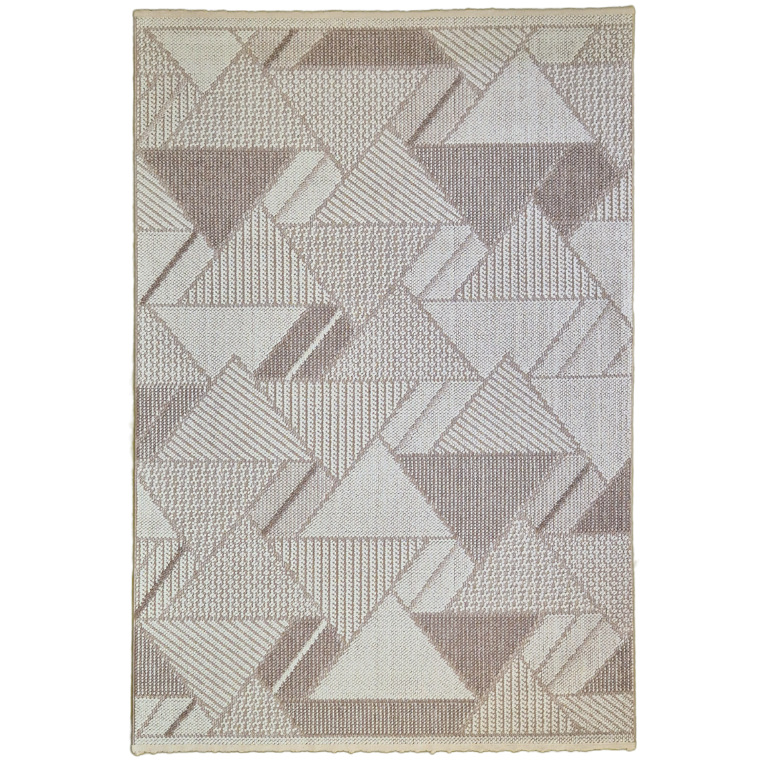 Bondi Modern Geometric Area Rug – Neutral Beige & Cream Woven Pattern, Soft & Durable Accent for Living Room, Bedroom, or Office Décor
