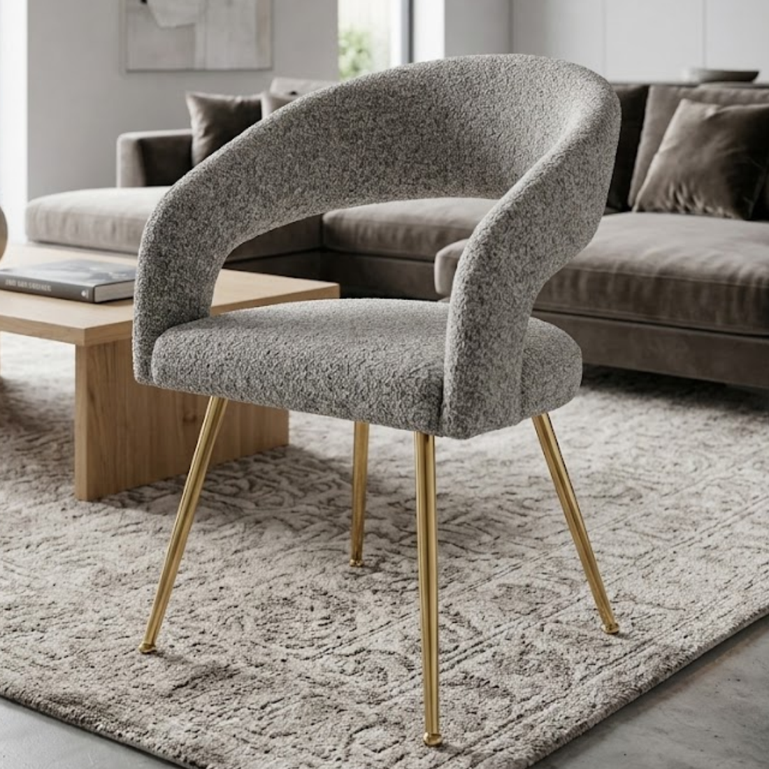 Modern Textured Accent Chair for Living Room or Dining