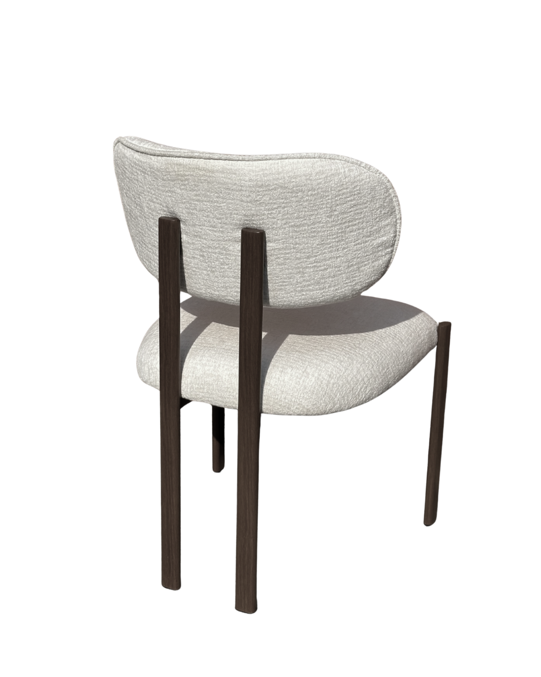 Set of 2 Modern Upholstered Dining Chairs – Cream Fabric with Wood-Look Metal Legs