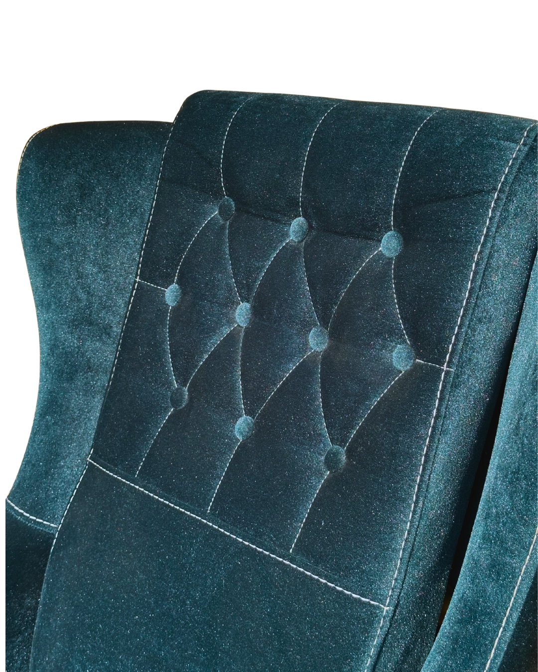 Modern Tufted Occasional Chair – Forest Green Fabric with Gold Legs