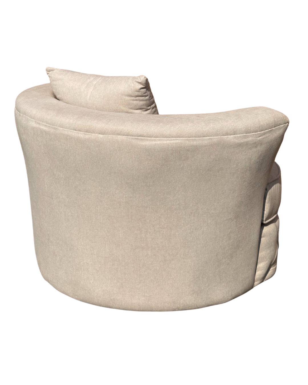 Tufted Ottoman Chair – Velvet Light Beige Solid Wood Living Room Chair