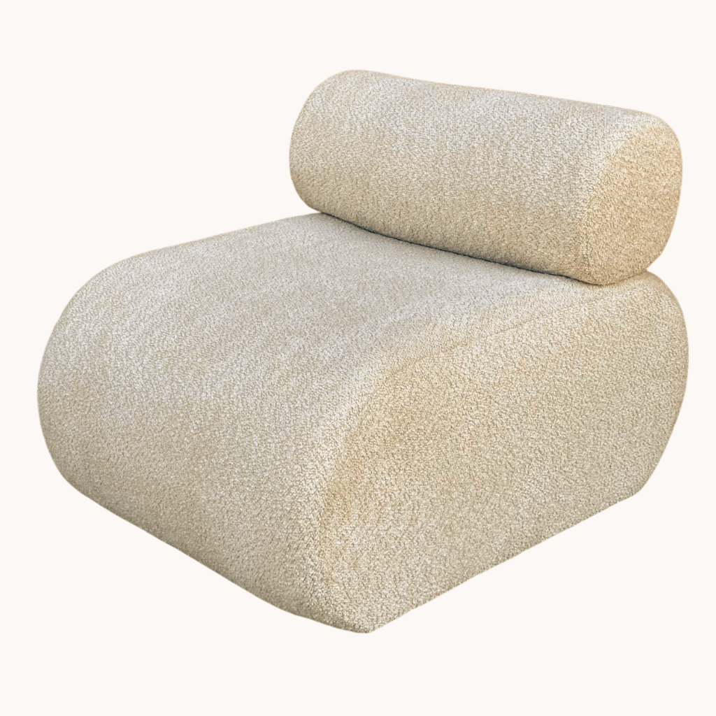 Ultra Comfortable Bouclé Lounge Chair with Spring Seat Support – Modern Beige Accent Chair