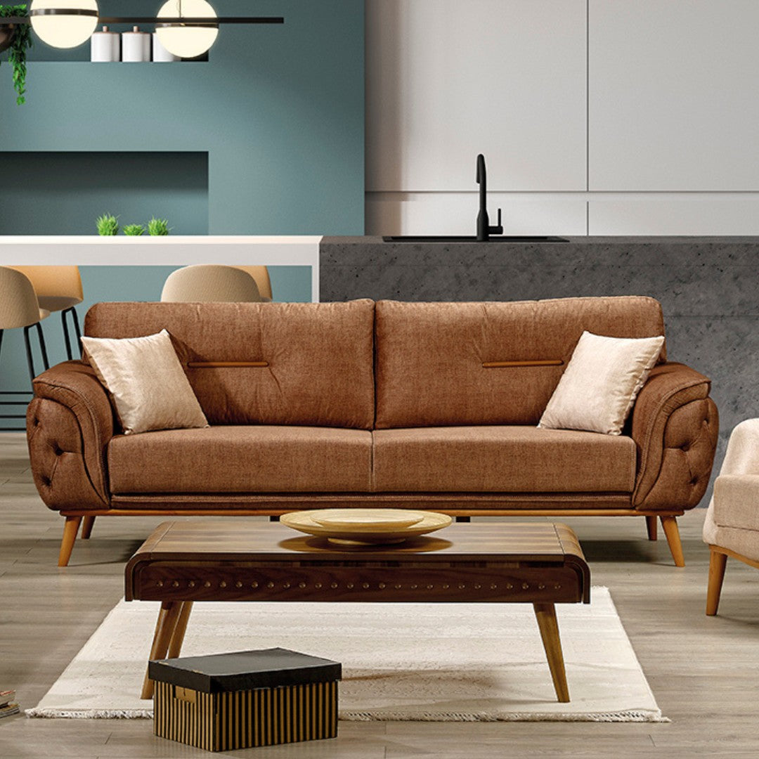 Karina 3-Seater Modern Sleeper Sofa with Wooden Legs – Stylish Convertible Couch for Seating & Sleeping