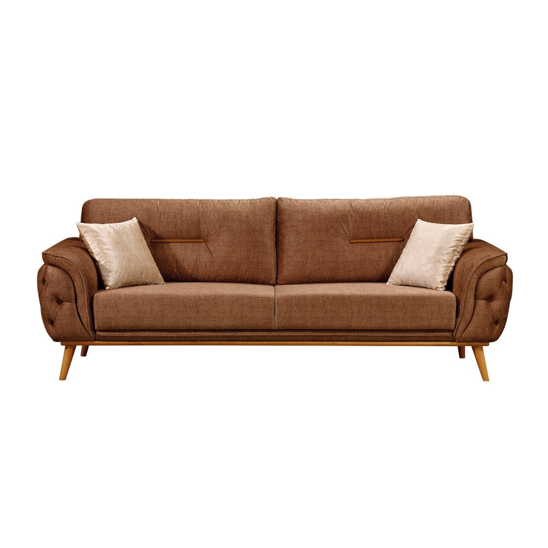 Karina 3-Seater Modern Sleeper Sofa with Wooden Legs – Stylish Convertible Couch for Seating & Sleeping