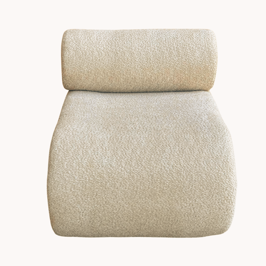 Ultra Comfortable Bouclé Lounge Chair with Spring Seat Support – Modern Beige Accent Chair