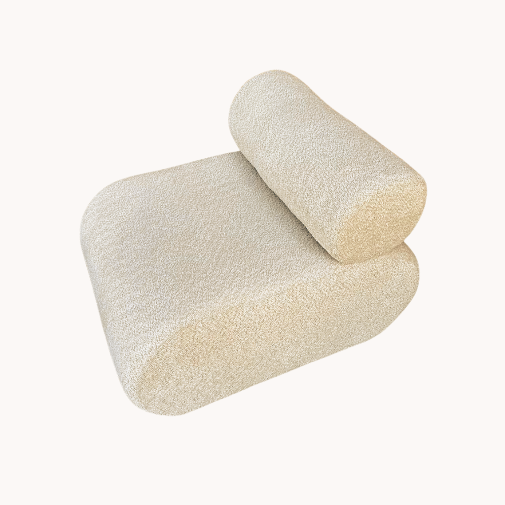 Ultra Comfortable Bouclé Lounge Chair with Spring Seat Support – Modern Beige Accent Chair