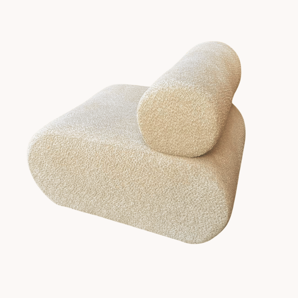 Ultra Comfortable Bouclé Lounge Chair with Spring Seat Support – Modern Beige Accent Chair