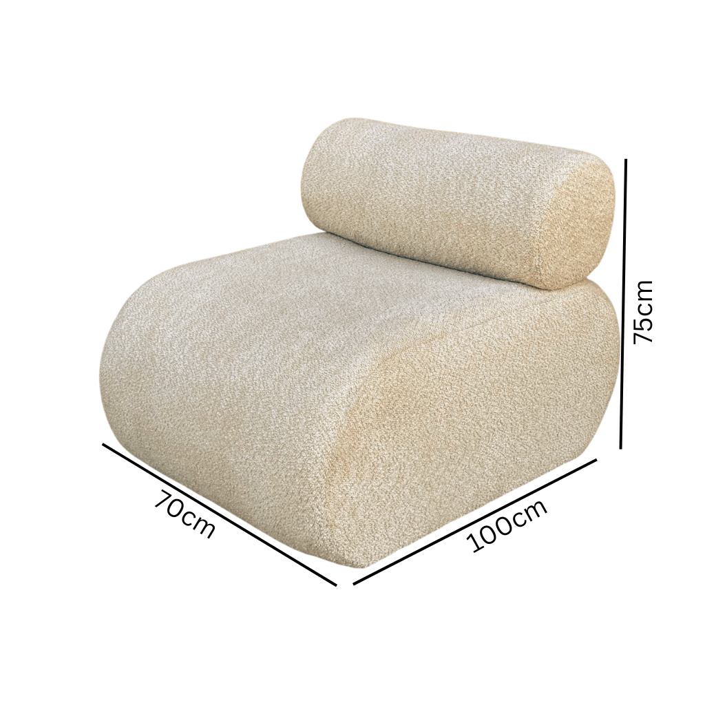 Ultra Comfortable Bouclé Lounge Chair with Spring Seat Support – Modern Beige Accent Chair