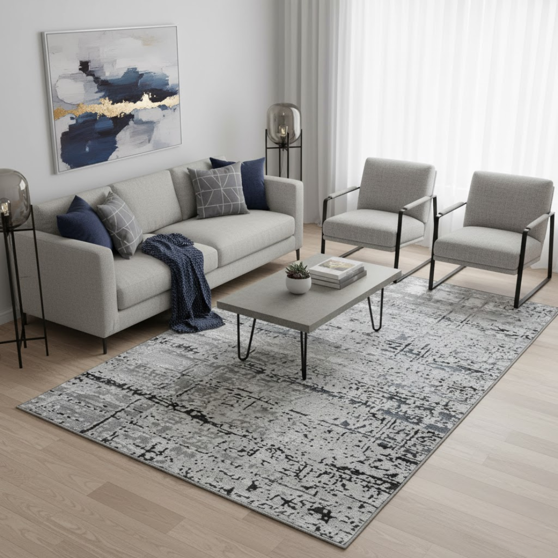 Babil J5789A Grey / Light Grey Area Rug