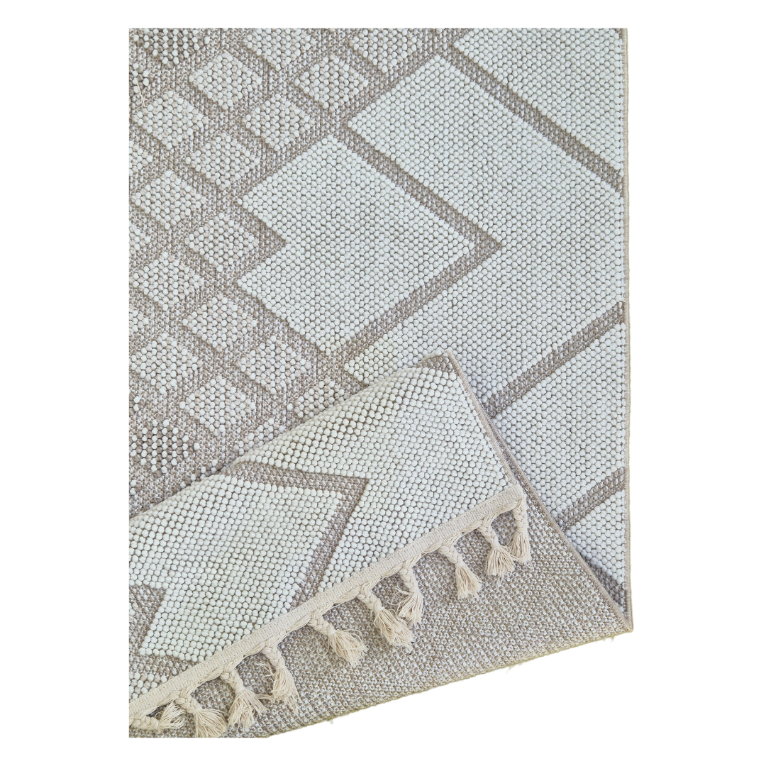 Bondi Elegant Geometric Diamond Pattern Area Rug – Soft Beige and Ivory Modern Design for Living Room and Bedroom, Non-Slip, Durable, Easy to Clean