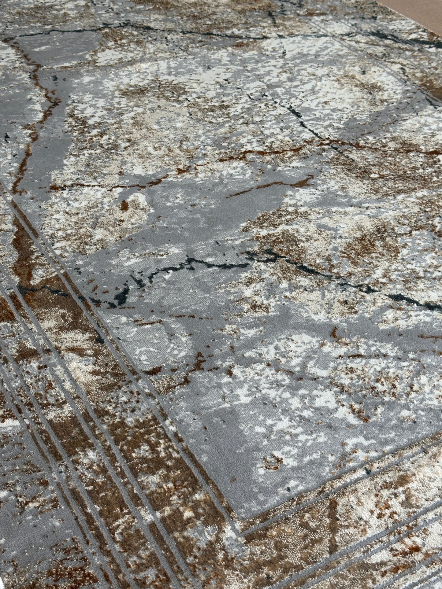 DORUK 20931B Light Grey Dark Grey Area Rug