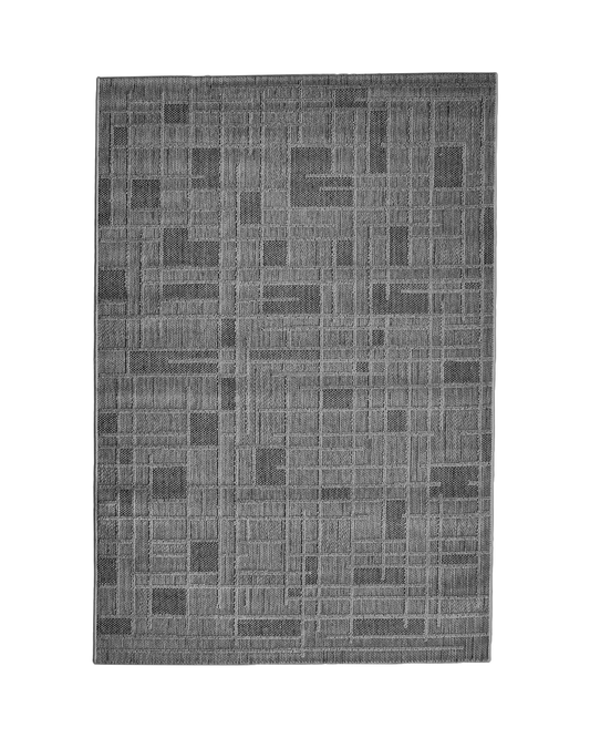 Marseille Style Grey Area Rug – Geometric Textured Carpet for Living Room or Office