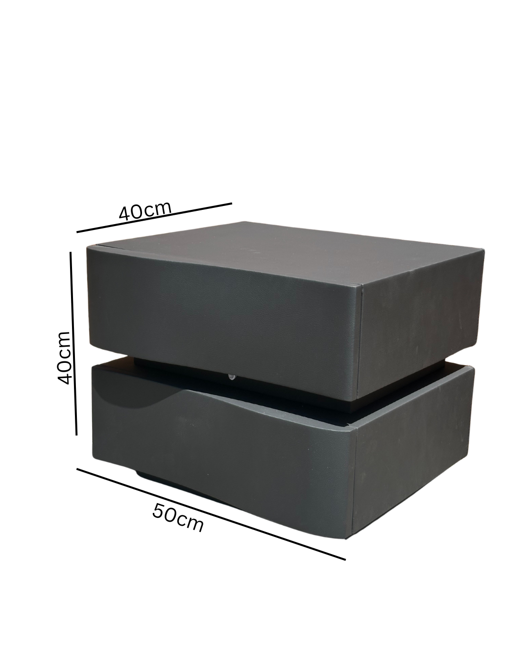 Modern Minimalist Black Storage Nightstand with LED Base Solid Wood Free Standing Pedestal