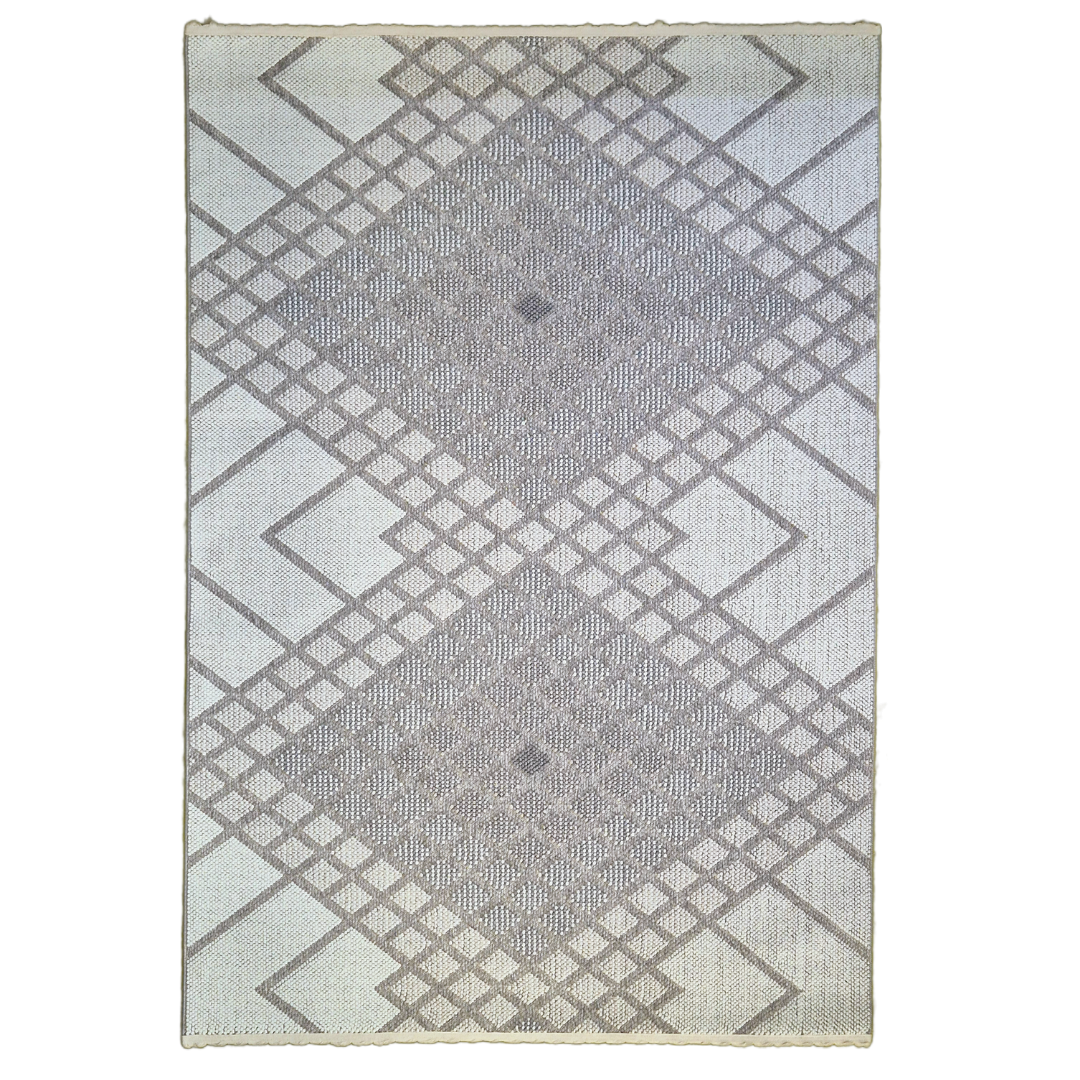 Bondi Grey Geometric Diamond Pattern Area Rug – Modern Neutral Design for Living Room, Bedroom, and Office, Non-Slip, Easy to Clean, Durable