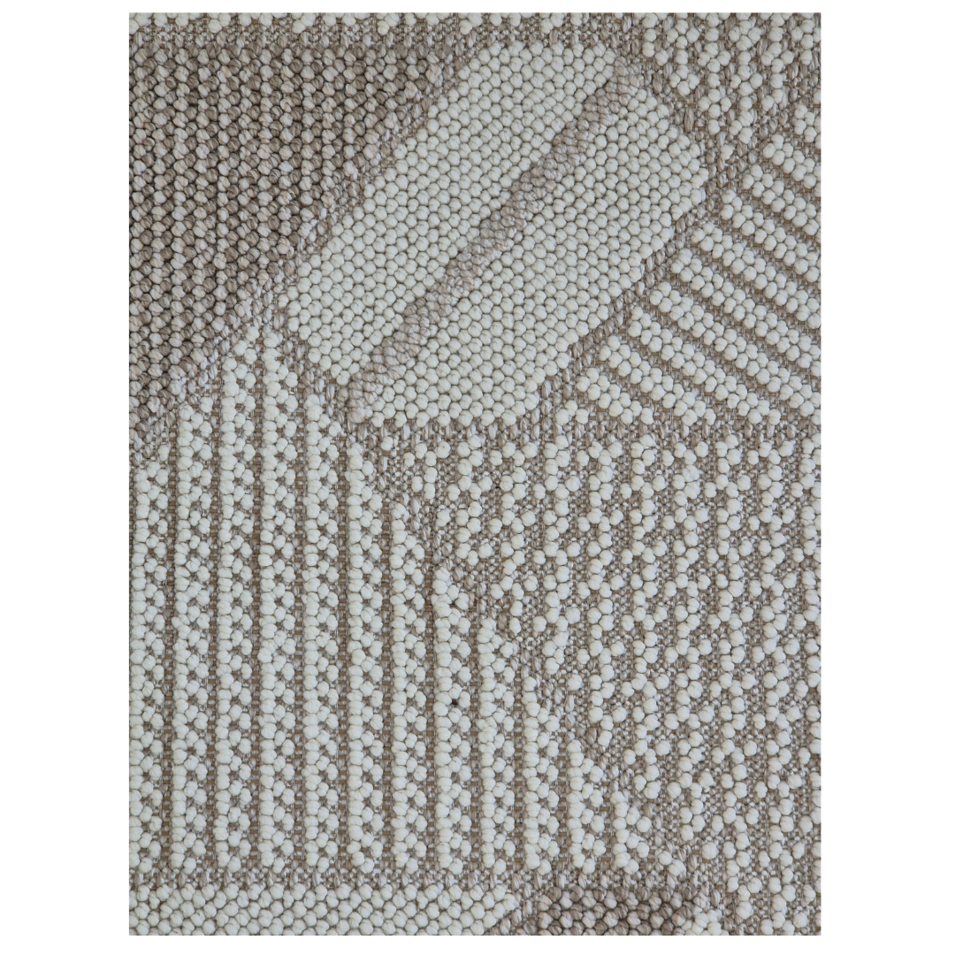 Bondi Modern Geometric Area Rug – Neutral Beige & Cream Woven Pattern, Soft & Durable Accent for Living Room, Bedroom, or Office Décor