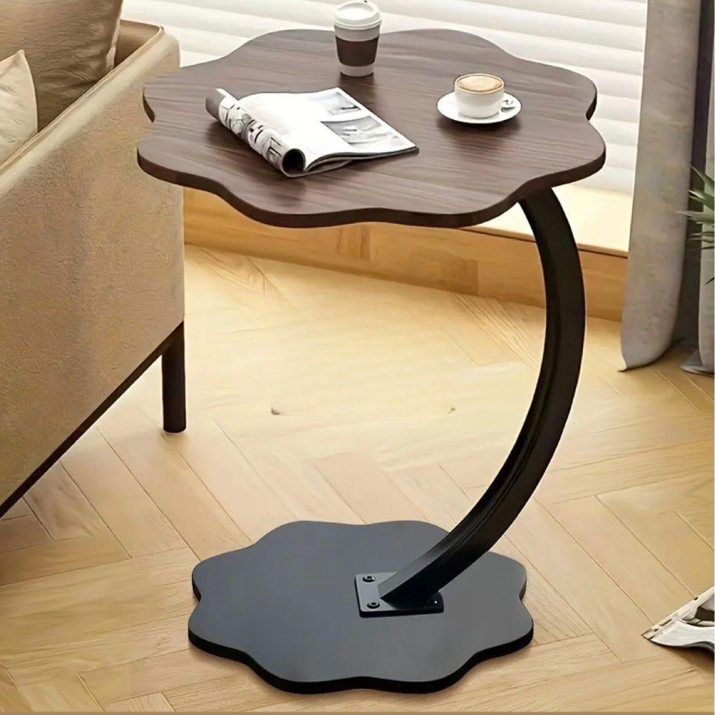 C Shaped Couch Side Table Flower Design