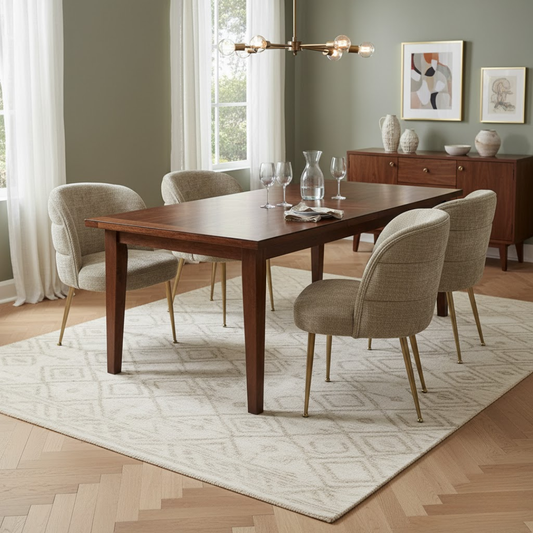 Mid-Century Modern Upholstered Dining Chair with Gold Legs