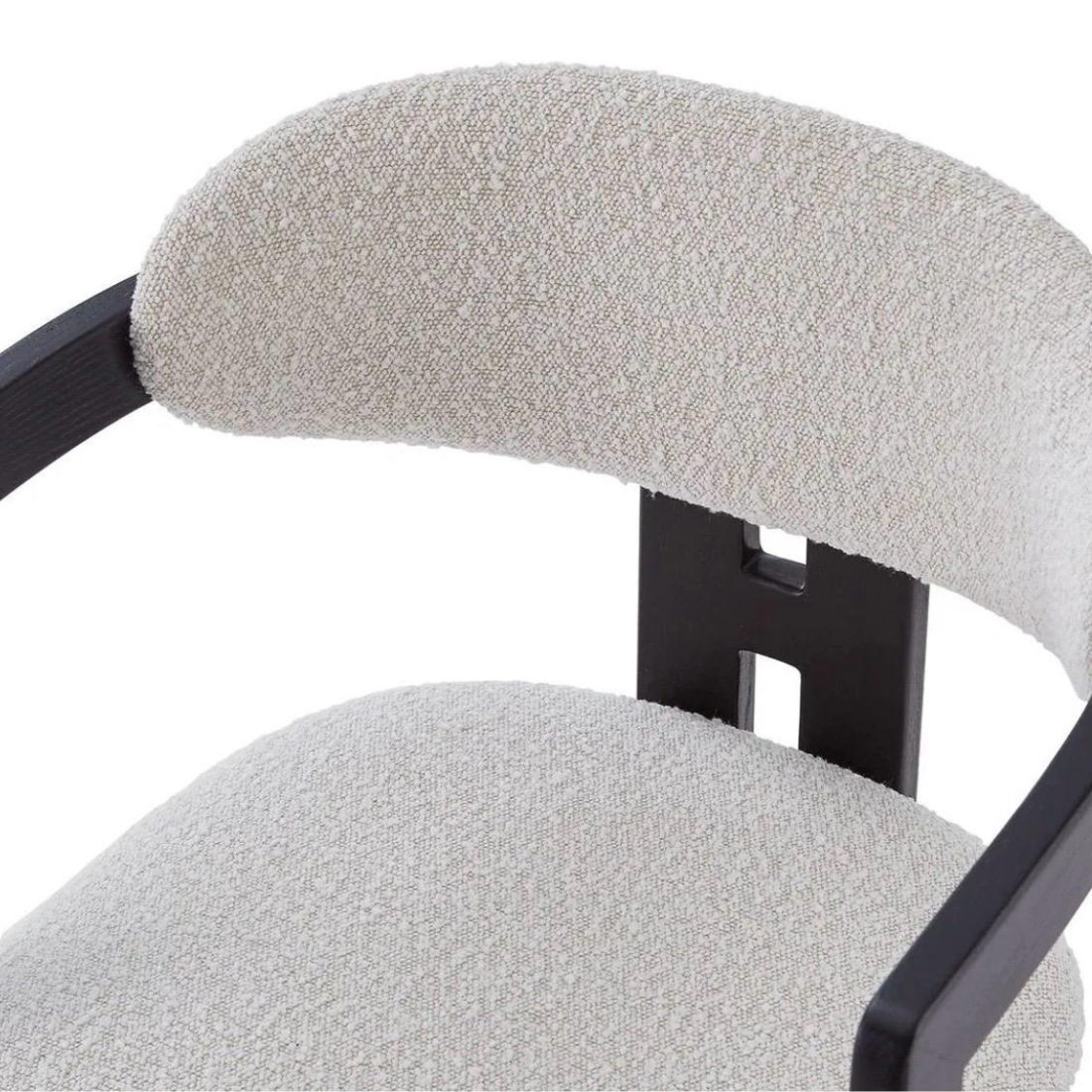 Nova Minimalist Dining Chair – Black Wood & Cream Fabric