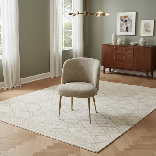 Mid-Century Modern Upholstered Dining Chair with Gold Legs