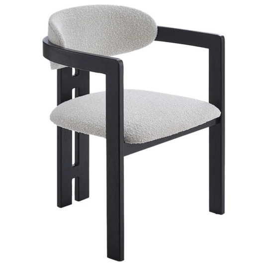 Nova Minimalist Dining Chair – Black Wood & Cream Fabric