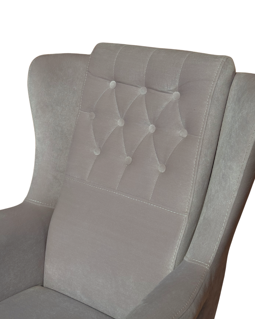 Modern Wingback Occasional chair – Light Gray, Tufted, Gold Legs