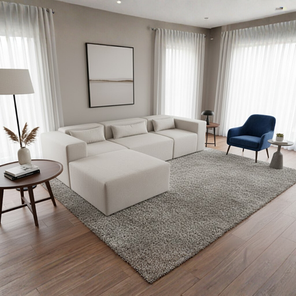 4-Piece Modular Sectional Sofa - Cream