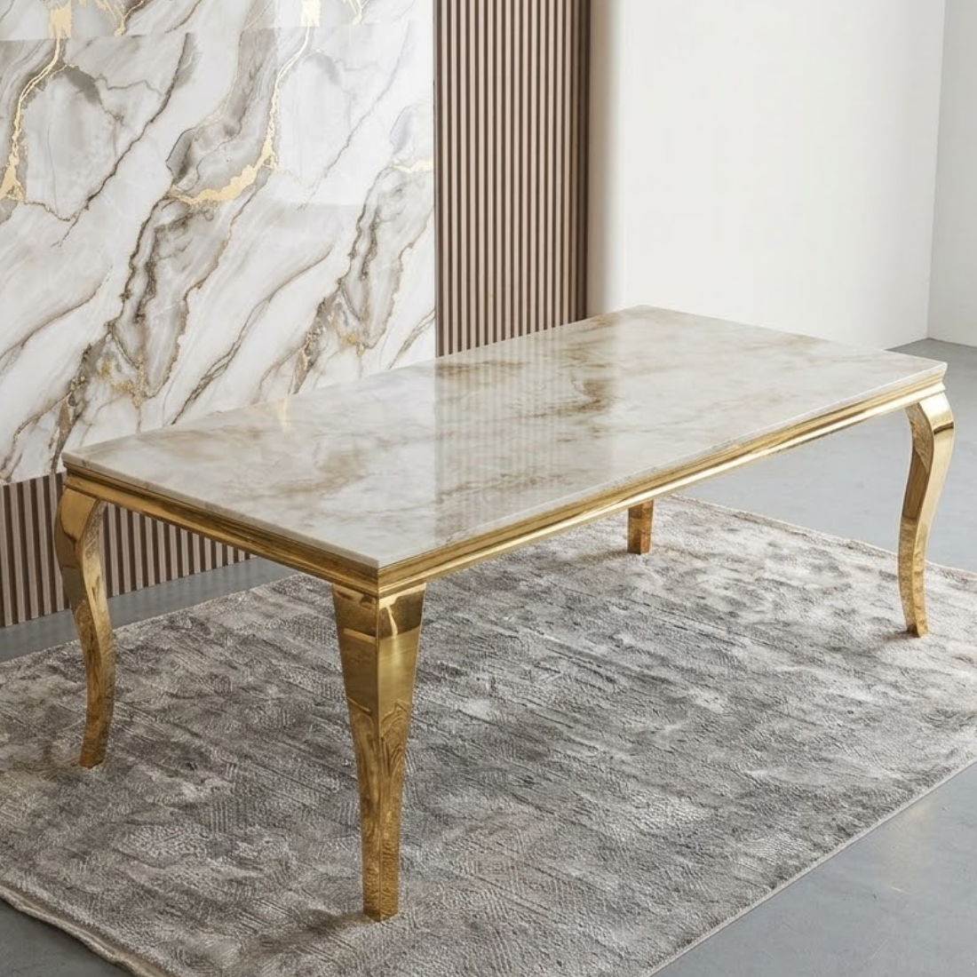 Luxury 8-Seater Rectangular Marble Dining Table