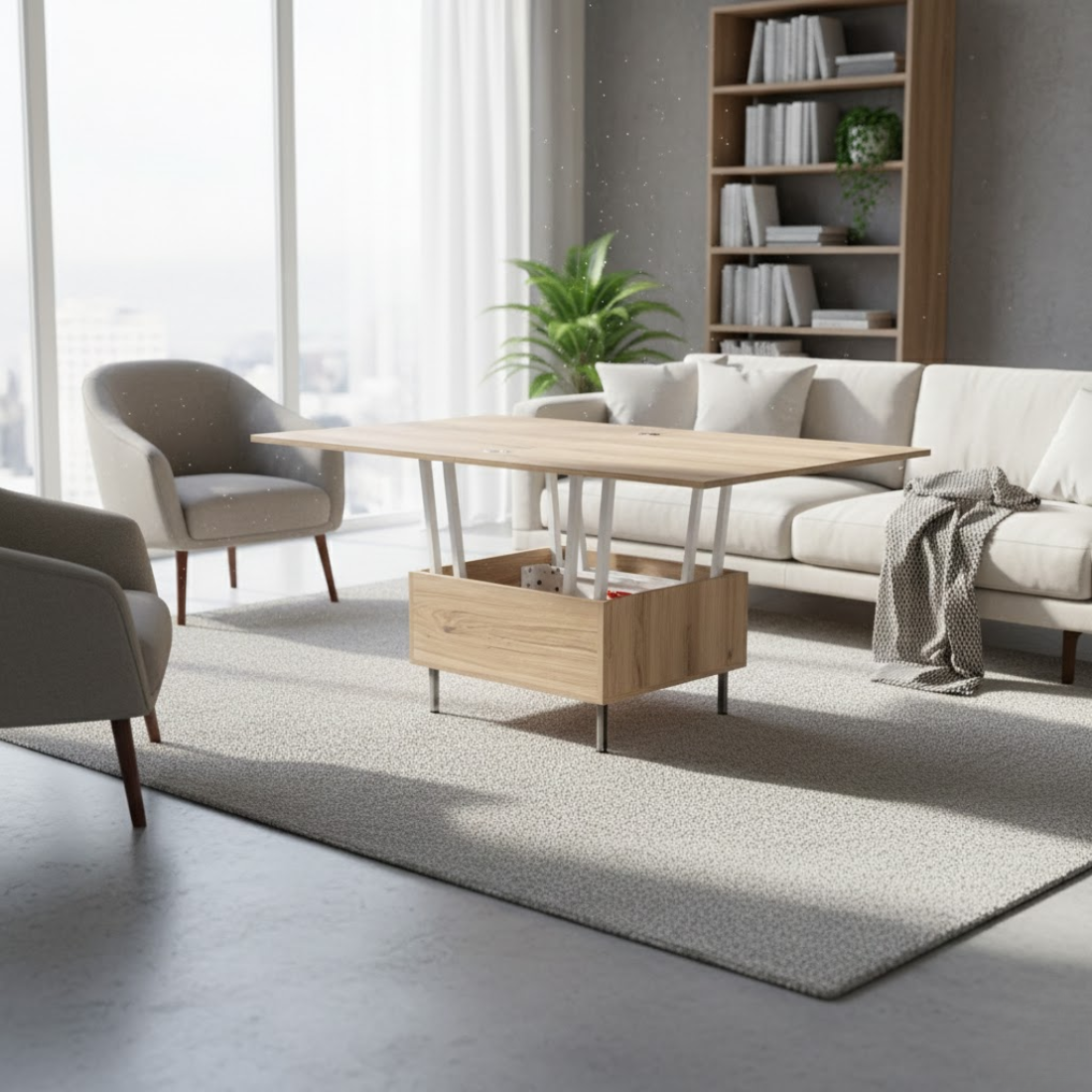Convertible Lift-Top Coffee Table with Adjustable Surface