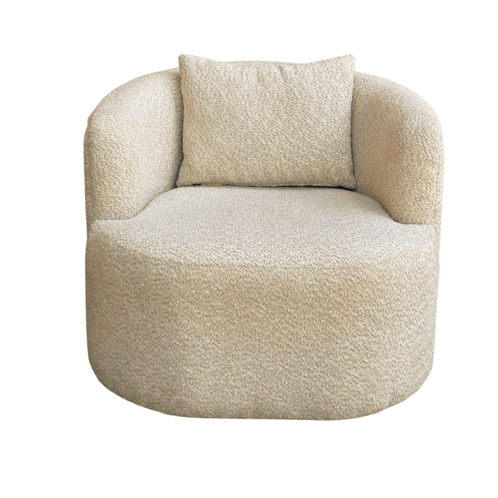 Beige Bouclé Accent Chair | Modern, Comfortable & Stylish Lounge Seating