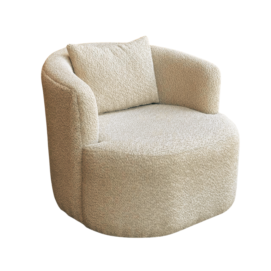 Beige Bouclé Accent Chair | Modern, Comfortable & Stylish Lounge Seating